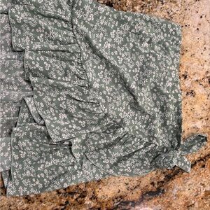 SHEIN Green Ruffled Wrap Mini Skirt